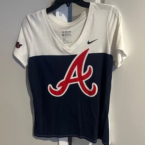 Nike Women's White and Navy Atlanta Braves Tee
